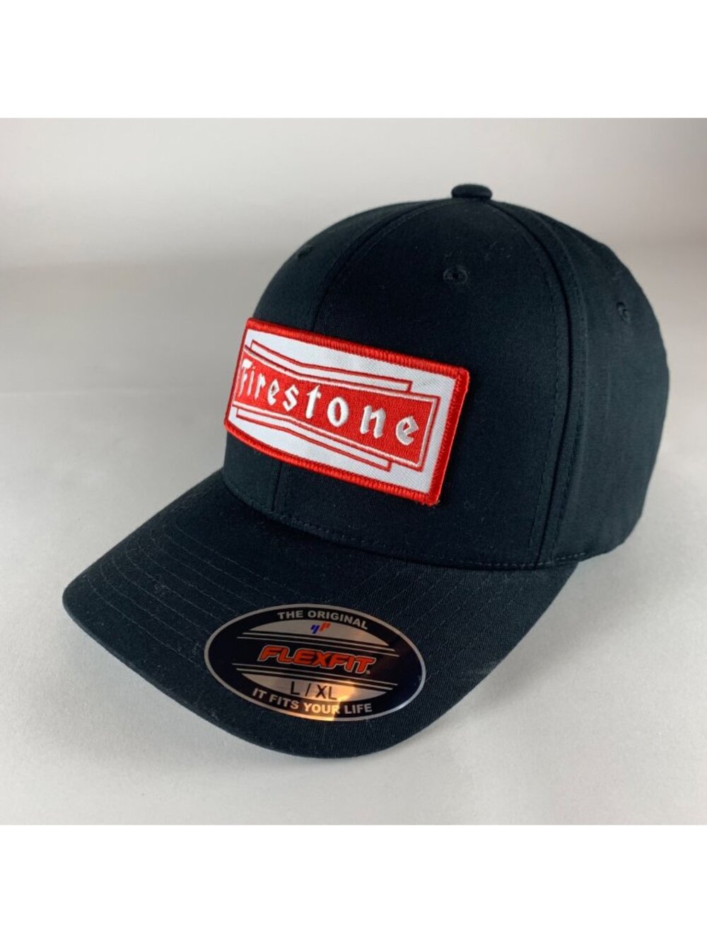 Firestone Black Yupoong Stretch Fitted Hat Mens L/XL New